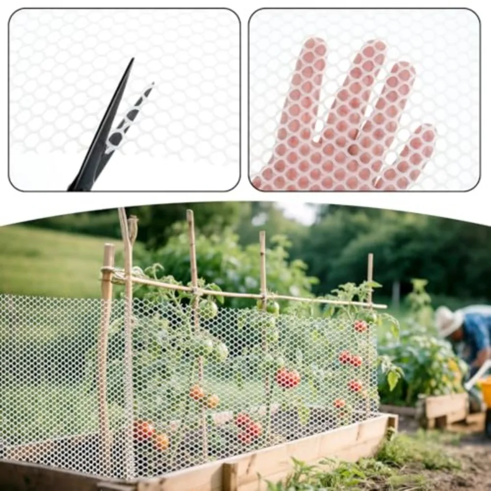 

6 Rolls White Plastic Chicken Net with Easy To Cut Panel Suitable for Poultry, Dogs, Cats, Rabbits, Balconies, and Gardens