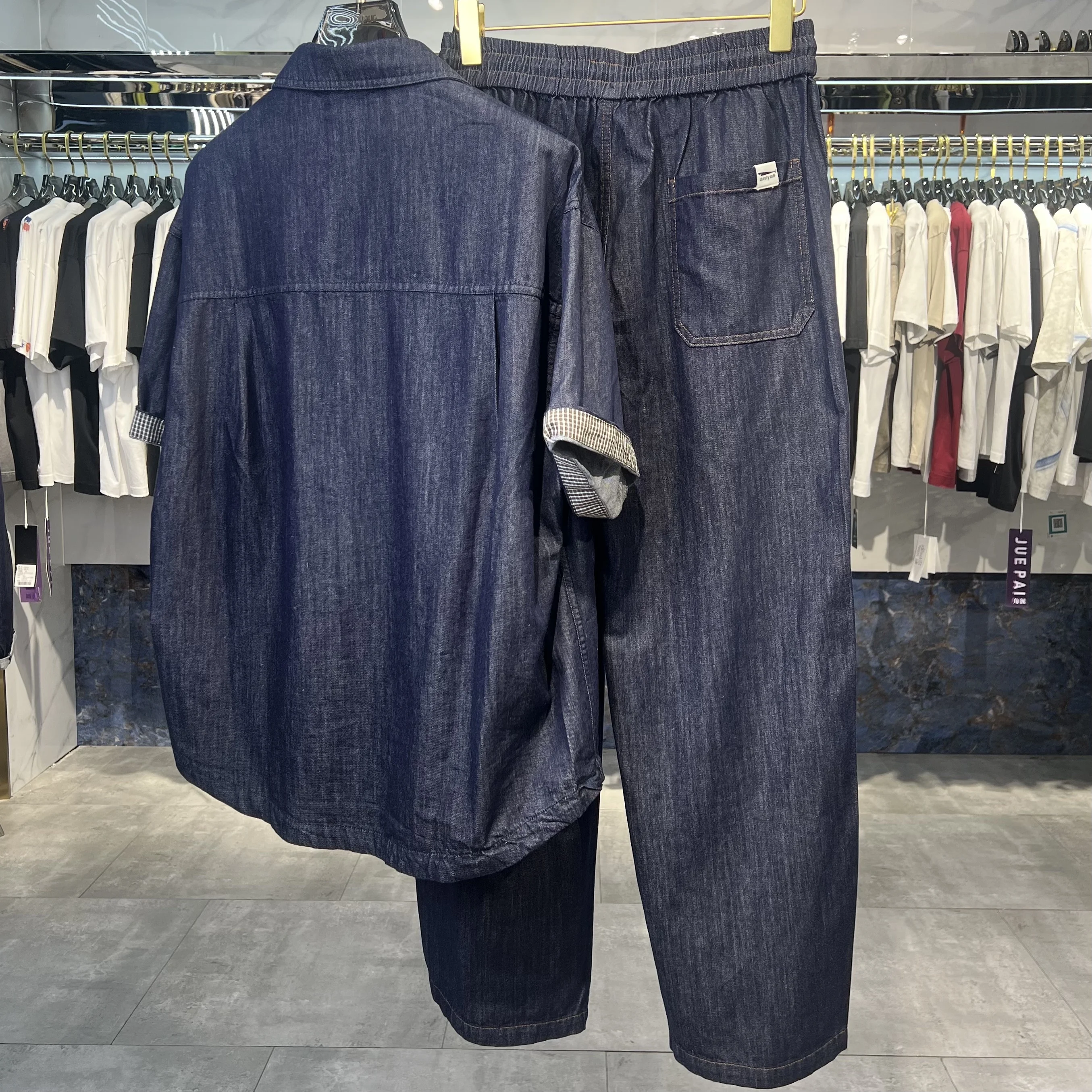 

Laisel Denim ort Sve irt Men's New Sle Autumn Casual irt Jeans Two-Piece Set Trendy Youth Faion