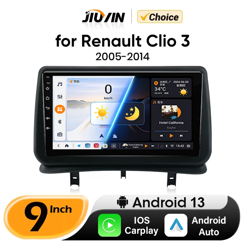 

JIUYIN Car Radio for Renault Clio 3 2005 2006-2014 Multimedia GPS Navigation Support Wireless Android Auto Carplay DSP RDS