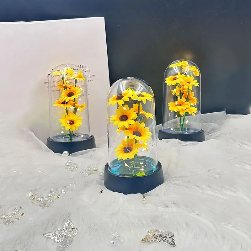 Graduation season gift small sunflower plastic set Mother\'s Day send wife send mother Valentine\'s Day eternal flower gift Birthd