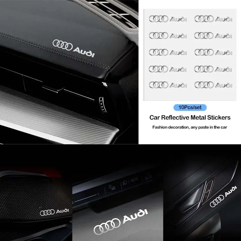 3D Metal Car Interior Nickel Stickers Steering Wheel Badges Auto Dekoration For Audi QUATTRO Sline RS A4 B8 B6 B7 B9 A3 8P 8V 8L