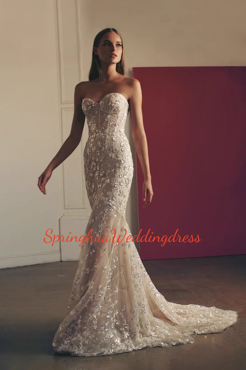 

Индивидуальное французское роскошное свадебное платье «рыбий хвост» для тяжелой промышленности, новое стильное свадебное элитное приветственное платье с хвостиком