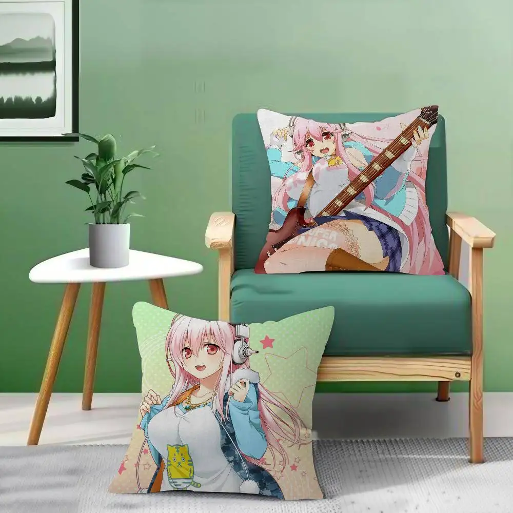 S-Super S-Sonico Personalisierte Dekokissen mit Bild und Text, Haushaltsgeschenke, 45 x 45 cm