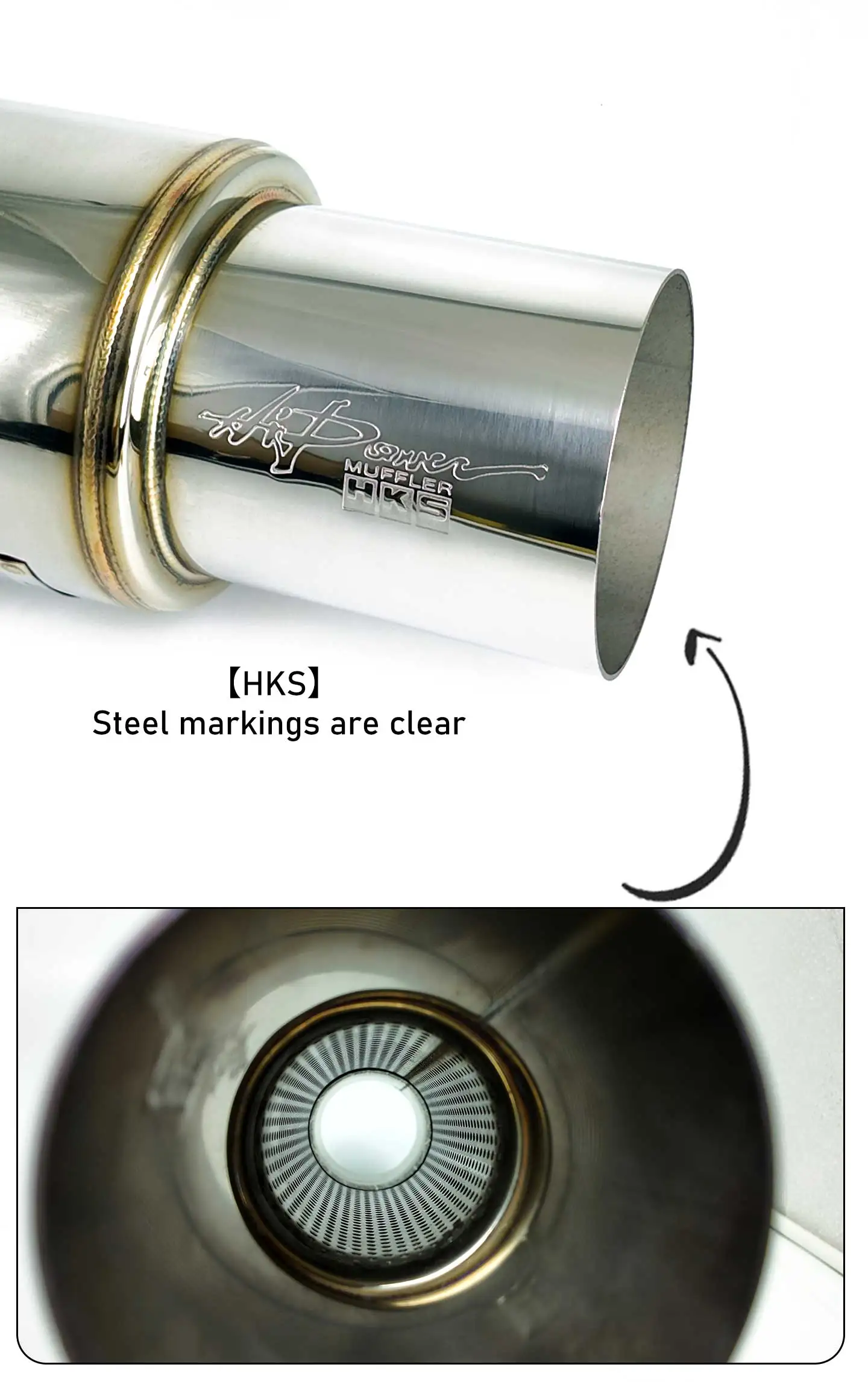 HKS 89mm Performance-Auspufftopf mit hohem Durchfluss, Rennklang, japanischer Stil, Auto-Tuning-Upgrade, JDM Direct-Fire Cannon – Detail 5