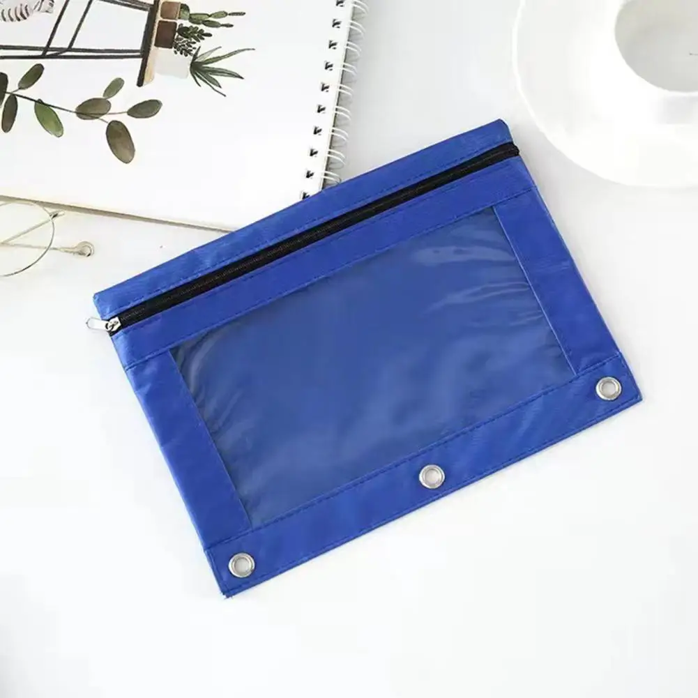 Waterproof Oxford Cloth Pencil Case com janela transparente, fechamento do Zipper, Binder Pencil Bags, Papelaria de capacidade para a escola