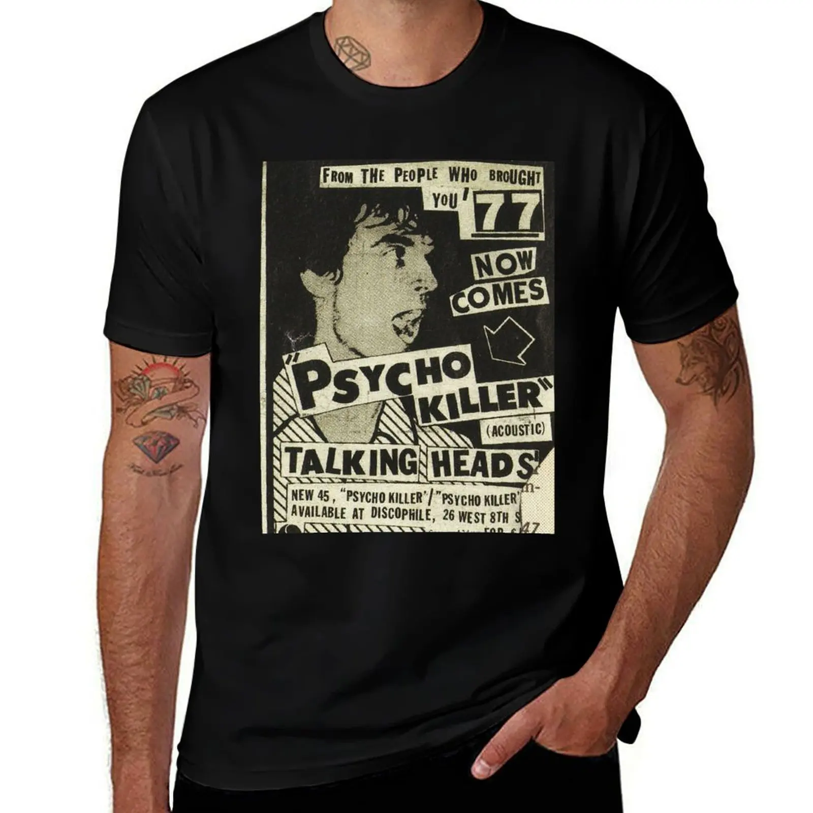 

Psycho Killer - Talking Heads post-punk concert poster 1977 T-Shirt Casual Breathable Short Sleeve Top