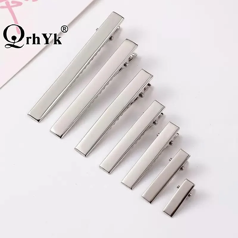 100pcs Single Prong Flat Alligator Hair Clip With Teeth Rhodium Color Blanks Barrettes Hair Clips For DIY Jewelry Accessories