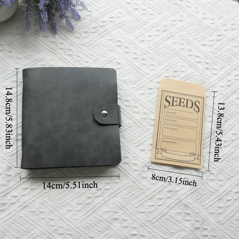 Fromthenon Seeds Storage 2 Hole Loose Leaf PU Leather Album Notebook Planner 50PCS Reusable Envelope Storage Stationery Supplies