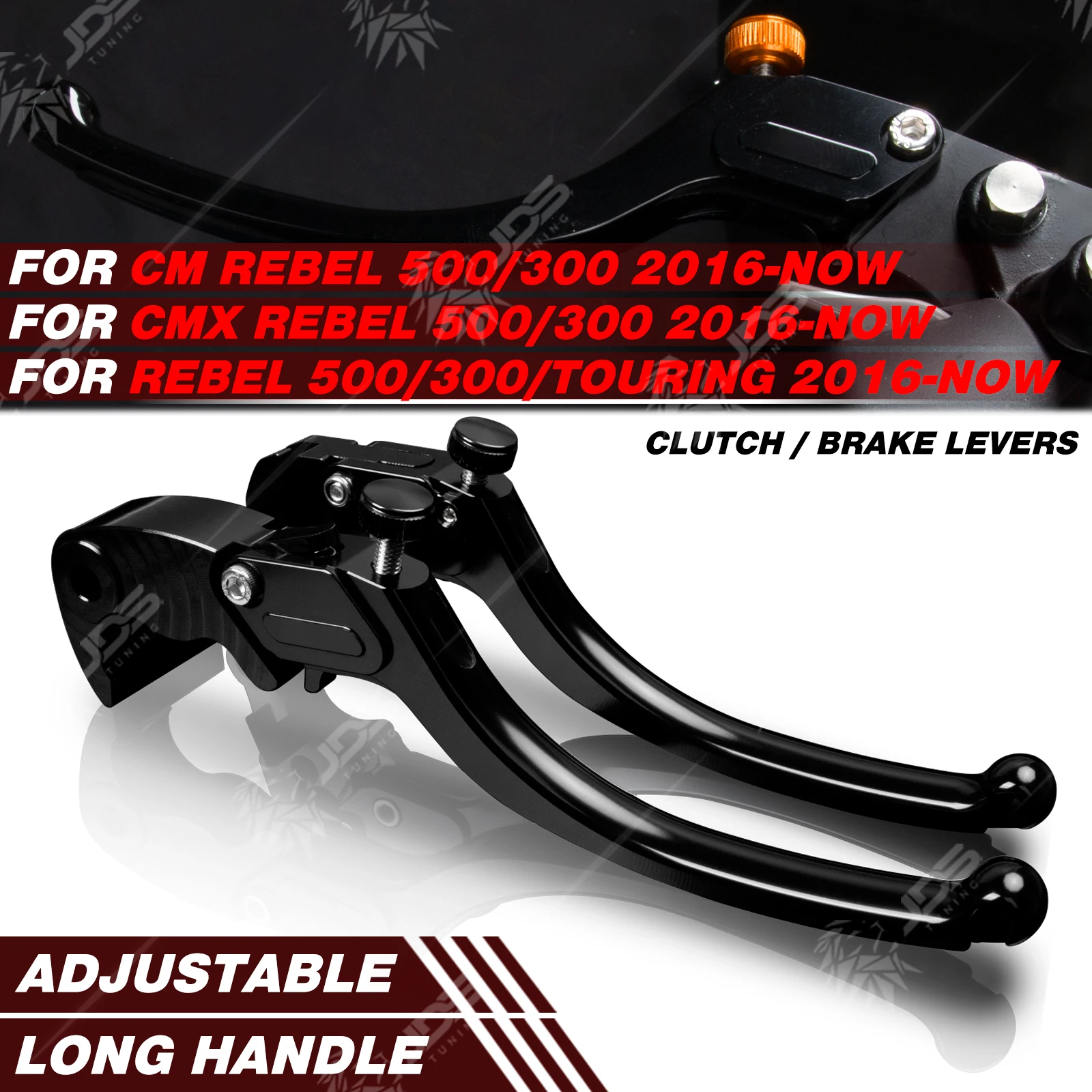 

JDSTUNING Для Honda CM/CMX/REBEL 500/300/TOURING 2016-НОВЕЙШИЕ МОДЕЛИ: Комплект бесступенчатых рычагов сцепления и тормоза с удлиненной ручкой, аксессуары