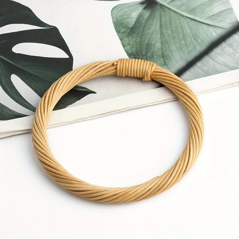 12.5cm Rattan Woven Round Handles Replacement For DIY Making Purse Handbag Tote Round Shaped  Crochet Bag Accessories Handle