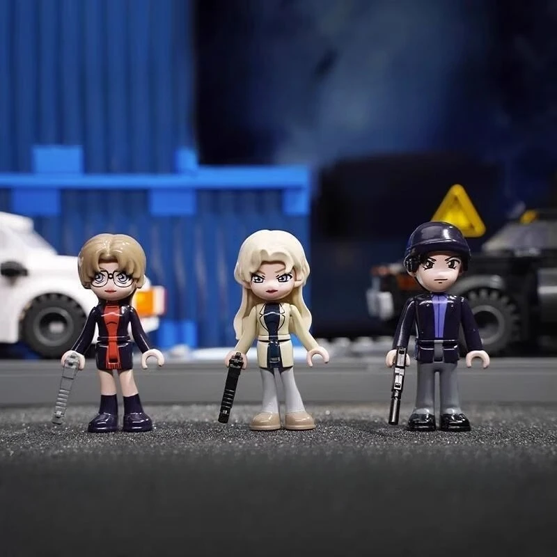 Keeppley Detective Conan Anime Series Building Blocks Dark Organization Battle Scenes DIY Assembled Brick kids Toys Gifts
