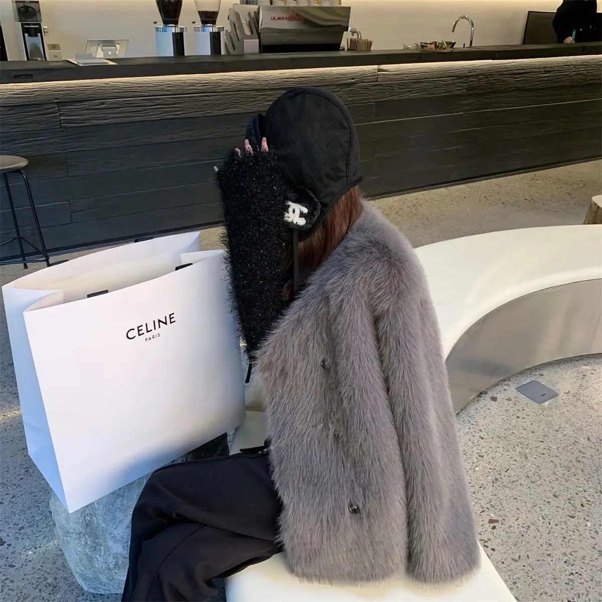 Autumn Winter Fake Fur Eco-Fox Fur Thickened Velvet Soft Warm Coat Coat Simple Versatile Comfortable Loose