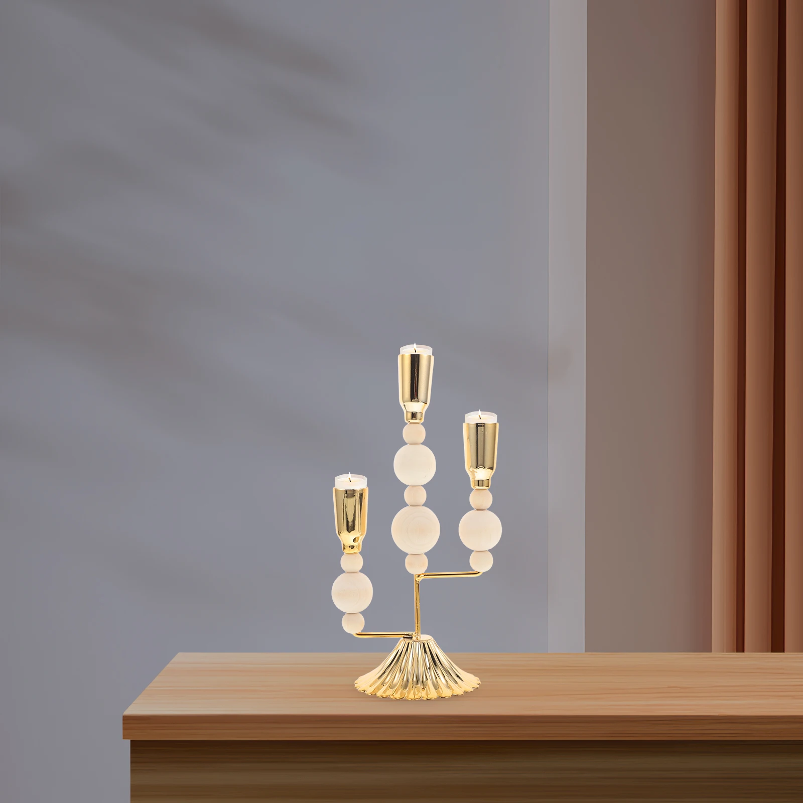 

French Wooden Candlestick Elegant Roman Column Table Decor Centerpiece Holder for Dining Room Party Retro Stand