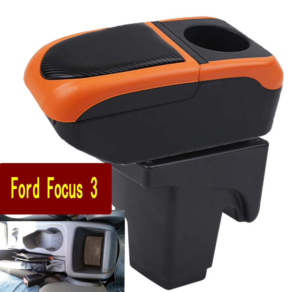 

For Car Ford focus 3 Armrest Box Arm Elbow Rest Center Console Storage Case with Cup Holder USB Port