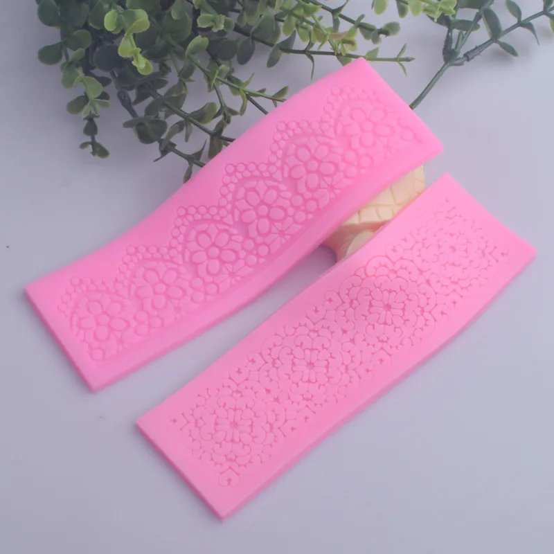 Lace Silicone Mold Mould Sugar Craft Fondant Mat Cake Decorating Baking Tool New Small Length 16cm  Width 4.5cm