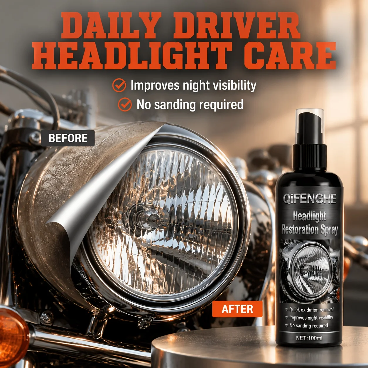 

Headlight Oxidation Remover Headlight Coating Spray Auto Detailing Spray Scratch Repair Quick Acting No Sanding for Tractor for