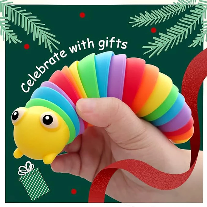 2 Pieces Colorful Articulated Fidget Rainbow Caterpillar Toy Ocean Shark Decompression Toys Stim Toy Decompression Fun Children