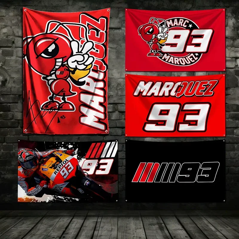 3x5 Ft Moto Racing 93 M-marcs Flag Polyester Printing Banner for M-marquezs Garage Wall Art Out Door Decoration With Grommets #