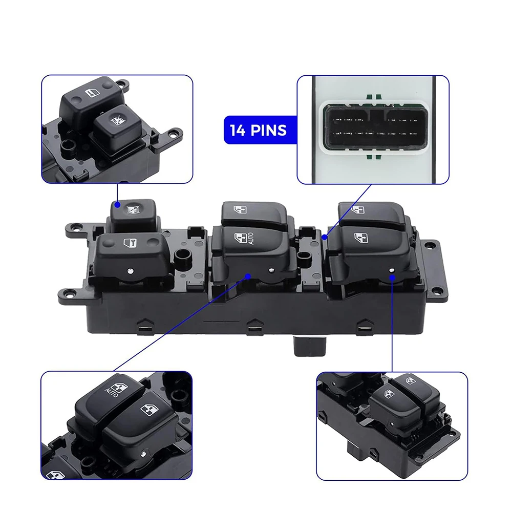 Front Left Side Electric Master Window Switch Lifter Control Button For Hyundai Sonata 2005 2006 2007 93570-3K010 935703K010