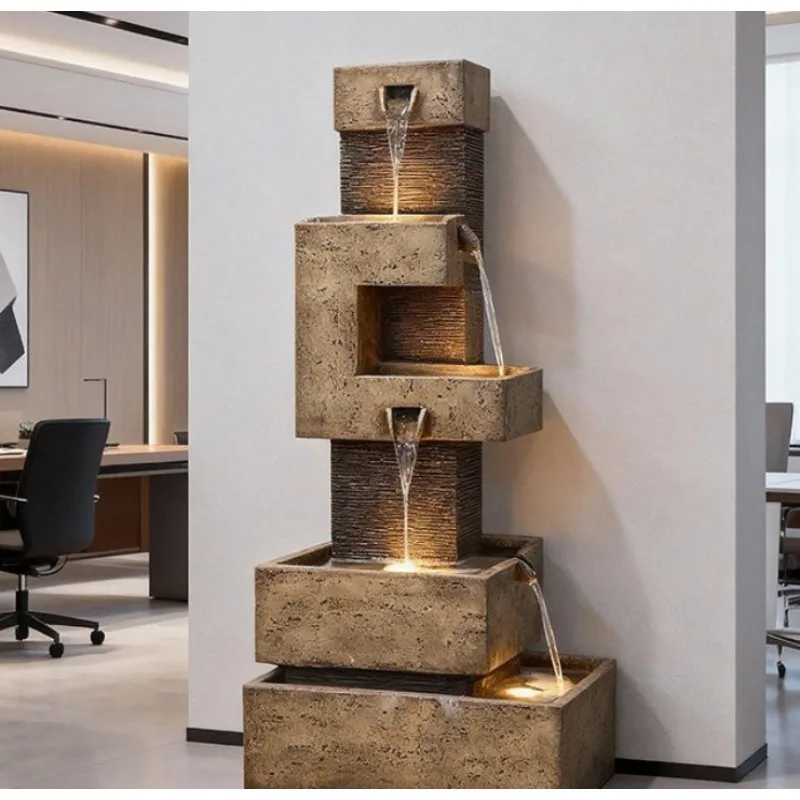 European light luxury flowing water circulation fountain, entrance lucky floor ornament, living room water feature deco
