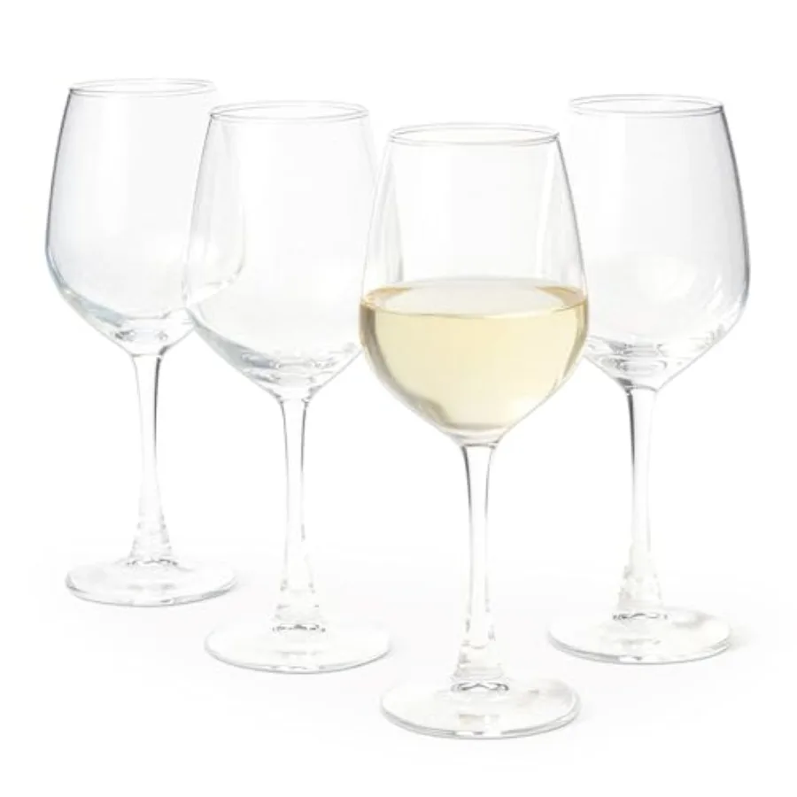 

Stemmed White Wine Glasses,,Dishwasher-Safe, 4-Piece Set
