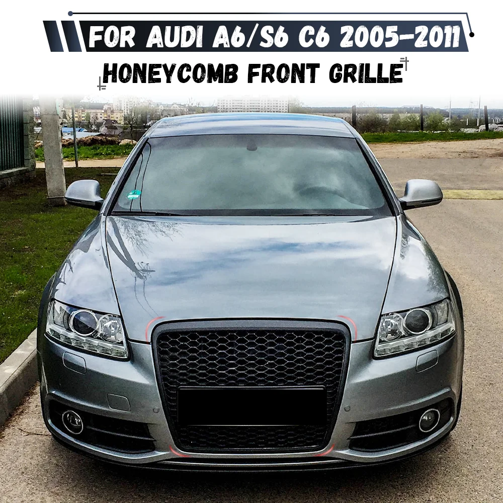 

Front Bumper Grille Honeycomb Style Mesh Vent Replacement Parts For Audi A6 S6 C6 2005 2006 2007 2008 2009 2010 2011