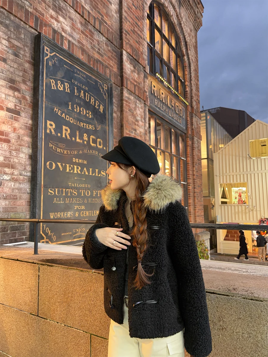 

Женское утепленное зимнее пальто Ro Lady Lazy в японском стиле с меховой подкладкой, ветрозащитное, теплое, с капюшоном, с длинными рукавами