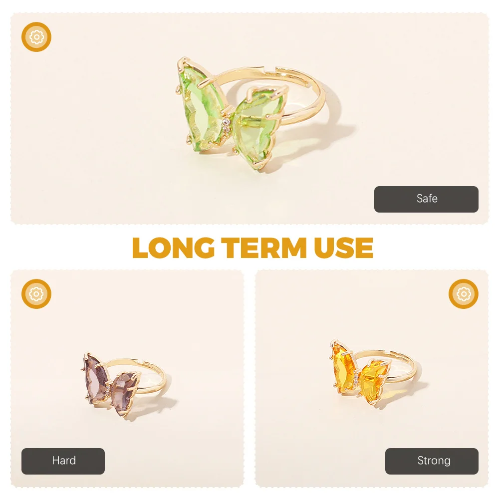 

8Pcs Women Adjustable Butterflies Rings Lightweight Colorful Open Finger Rings Alloy Fashion Jewelry Gift for Girls