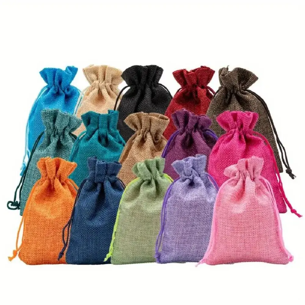 GiftsEden, 10PCS/40PCS, Eco-Friendly Burgundy Jute Bag with Drawstring-Premium Quality Burlap Hemp Bag for Christmas Packaging