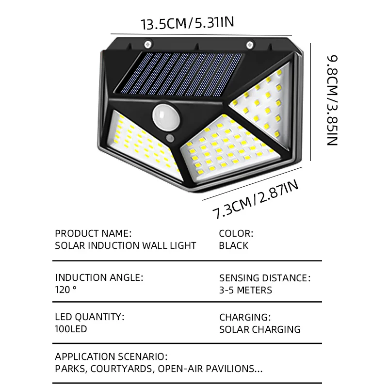 100LED lamp outdoor wall-mounted night lighting is safe and secure, and various lights can be switched to use.