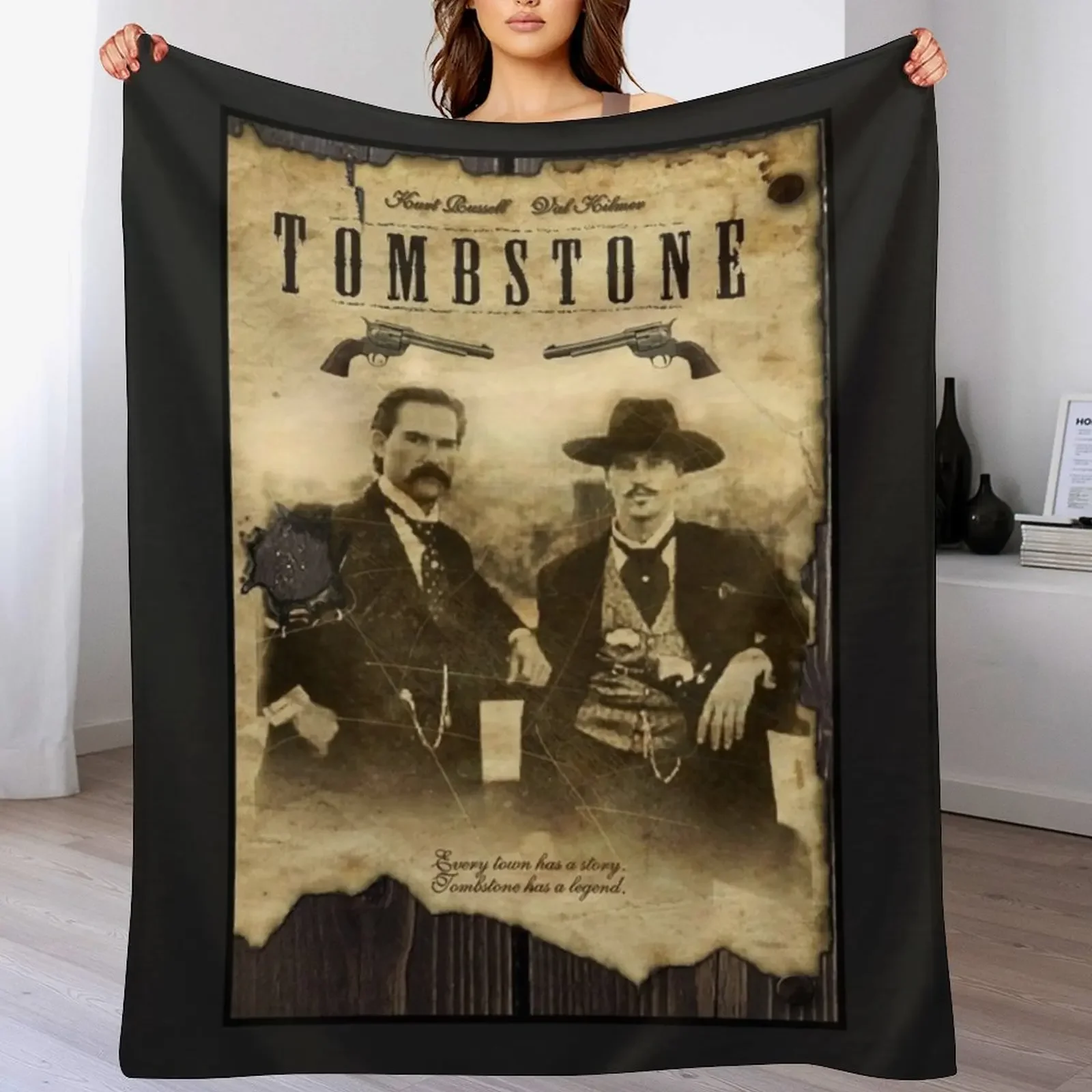 

Tombstone Movie Poster Throw Blanket Shaggy Hairy Decorative Sofa Sofas Blankets