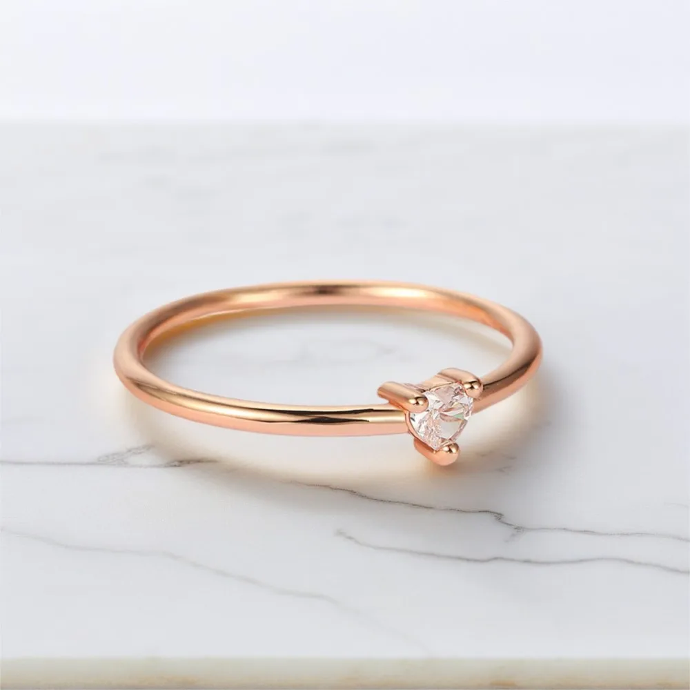 Double Fair Heart Rings For Women Minimalist Sweet Zirconia 3 Color Thin Dainty Finger Ring Party Gift Fashion Jewelry KBR014