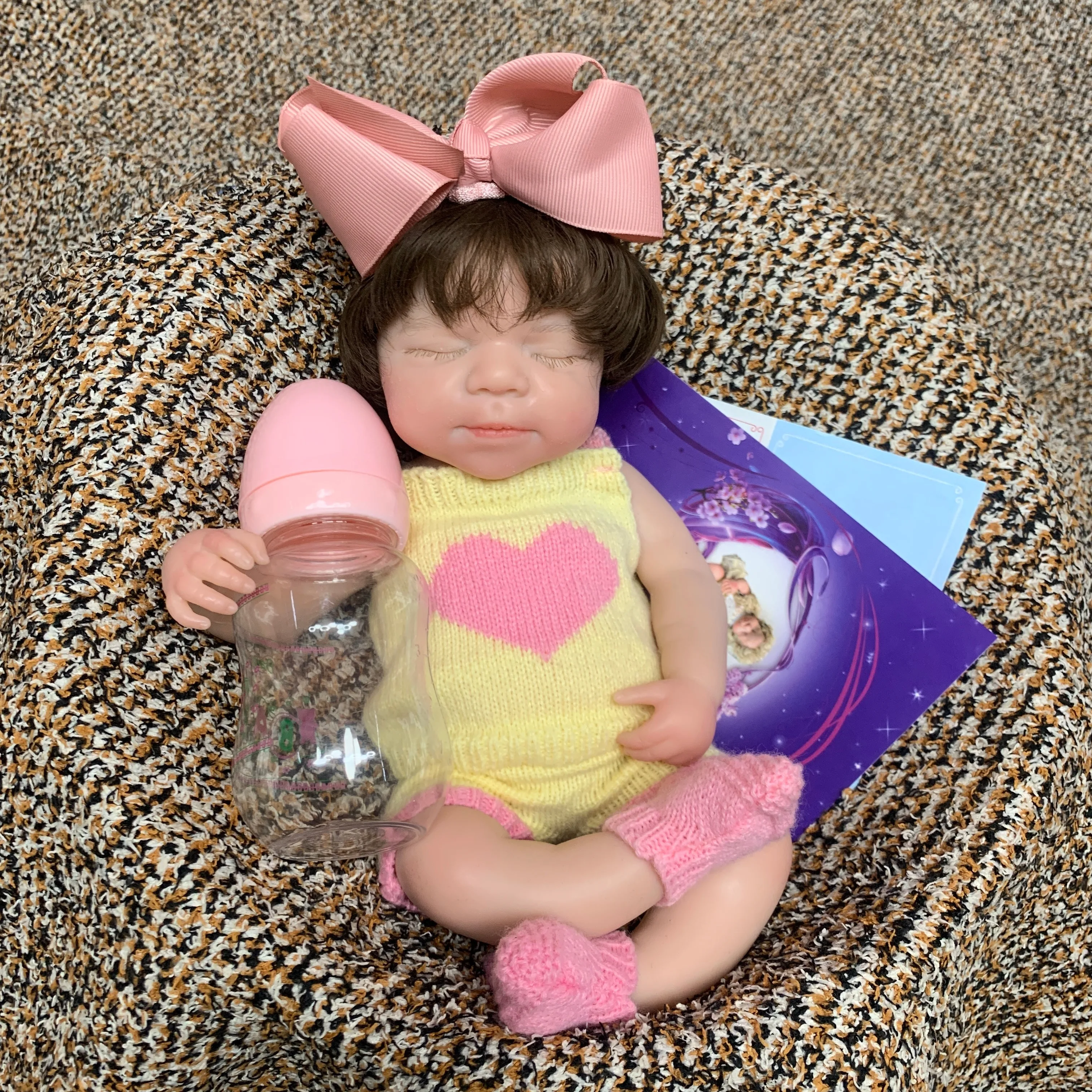 13 Inch Pascale Sleeping Reborn Baby  Rooted Hair Full Body Platinum Silicone Doll Lifelike Handmade Collectible Gift