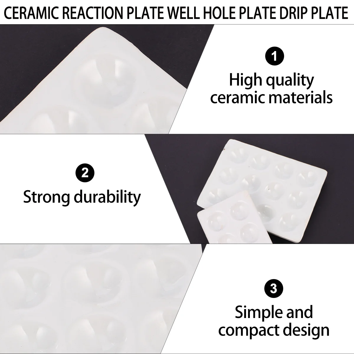 

4Pcs Chemistry Experimental Reaction Plate Durable Ceramic Plate Porcelain Reaction Board for Lab Classes