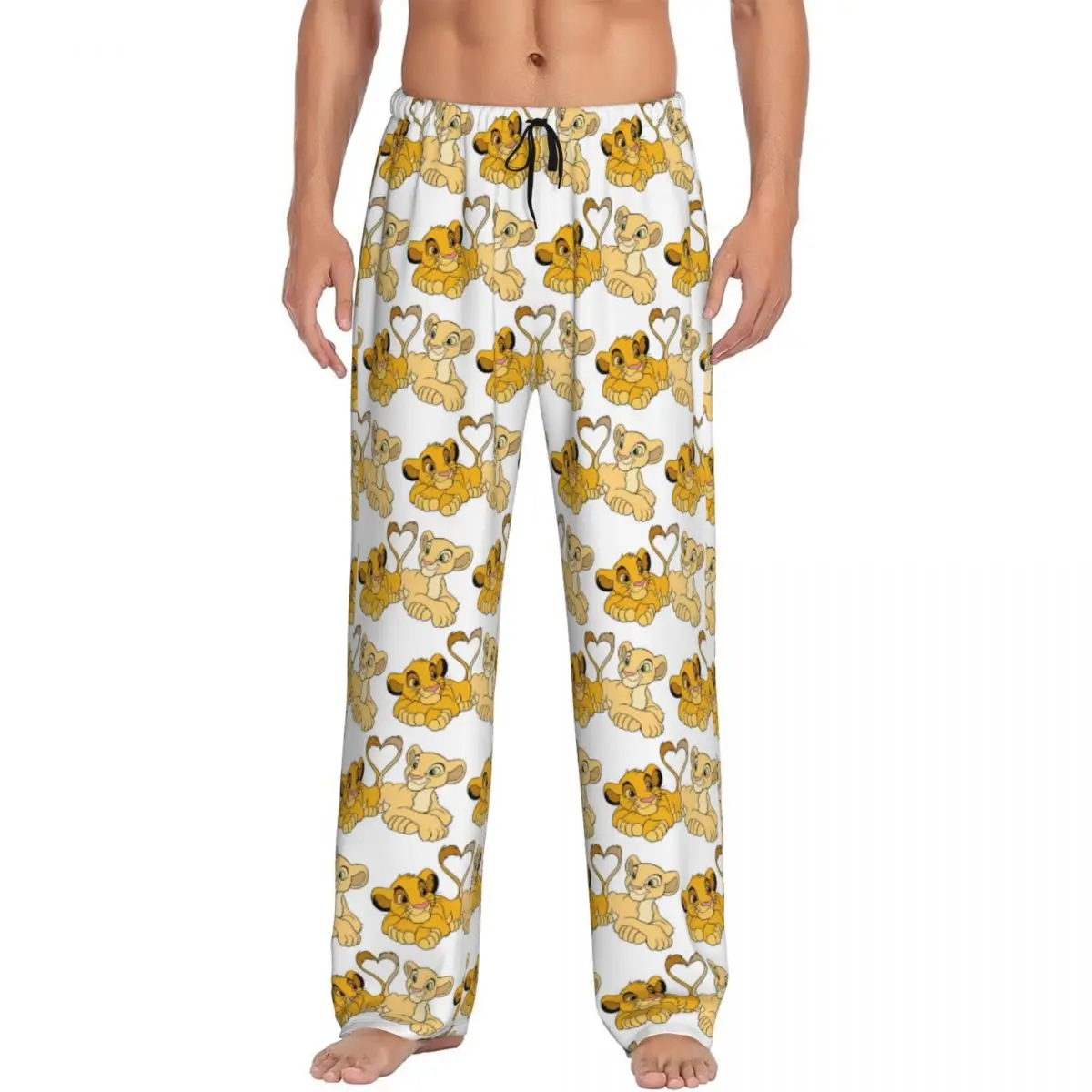 

Custom The King Lion Pajama Pants Sleepwear Men's Elastic Waistband Simba And Nala Sleep Lounge Bottoms with Pockets