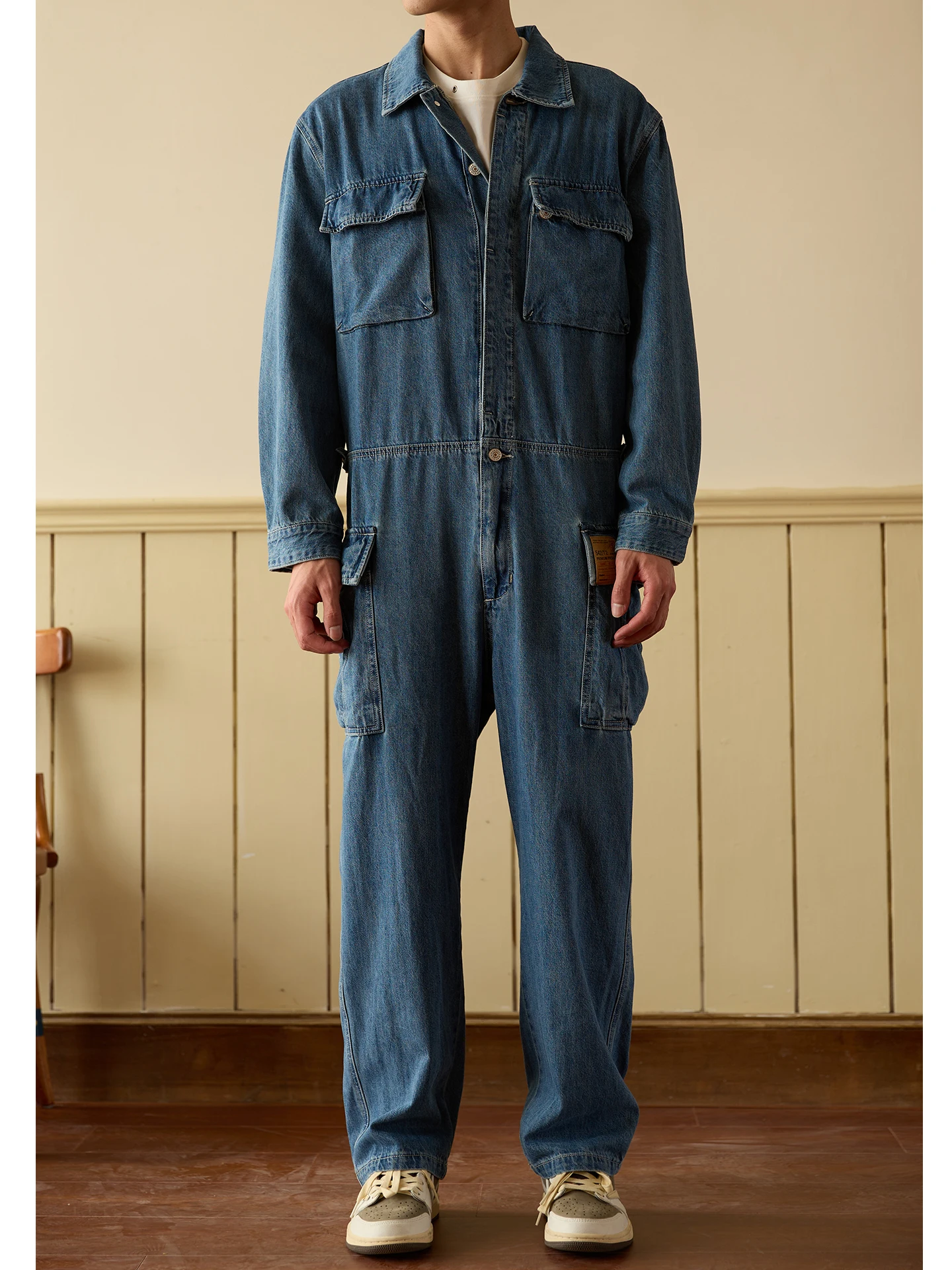 

Briti Sle, мужские джинсовые комбинезоны Long Sve, рабочая одежда, повседневный джинсовый комбинезон свободного кроя, осенне-весенняя сезонная одежда