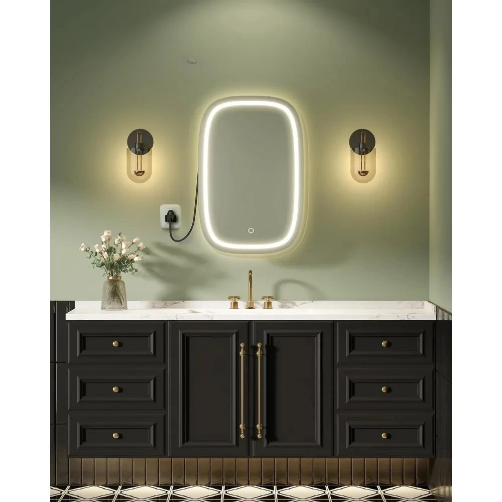 

Medicine Cabinet with Mirror and Lights, Wall-Mounted Bathroom Wall Cabinet with Charging Station, 2 AC Outlets, 2 USB-A Ports