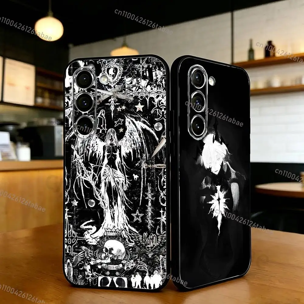 Gothic Cyber Sigil Cross Eyes Skull Phone Case For Samsung S20,21,22,23,24,25,26 Ultra,Plus,Lite,FE,Black Soft Case