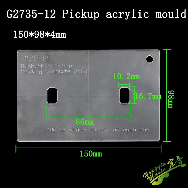 HUATOOL Elektrische Gitarren-Innenschablone für Tonabnehmerleitung, Bin-Box, Klavierbrücke, offenes Loch, geschlitzte Acryl-Schablone – Detail 16