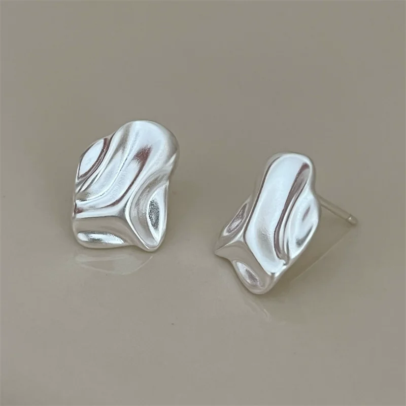 Irregular Wrinkled Frosted Surface Ear Stud Piercing Earrings For Women Fashion New Jewelry Accessories Gift Party