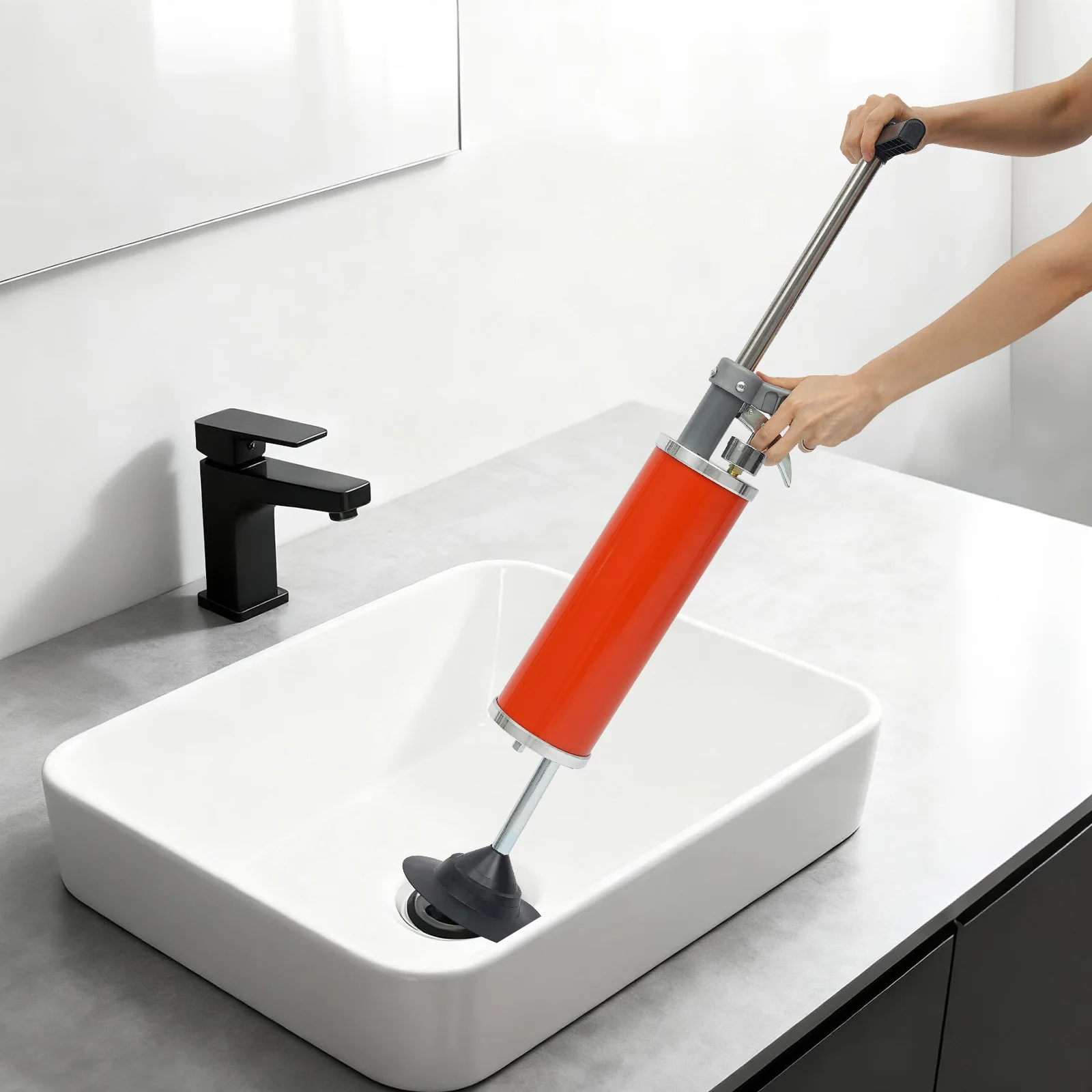 Desatascador de inodoros, limpiador de tuberías de alta presión con 2 tapones y manguera para desatascar fregaderos de cocina, baños e inodoros.