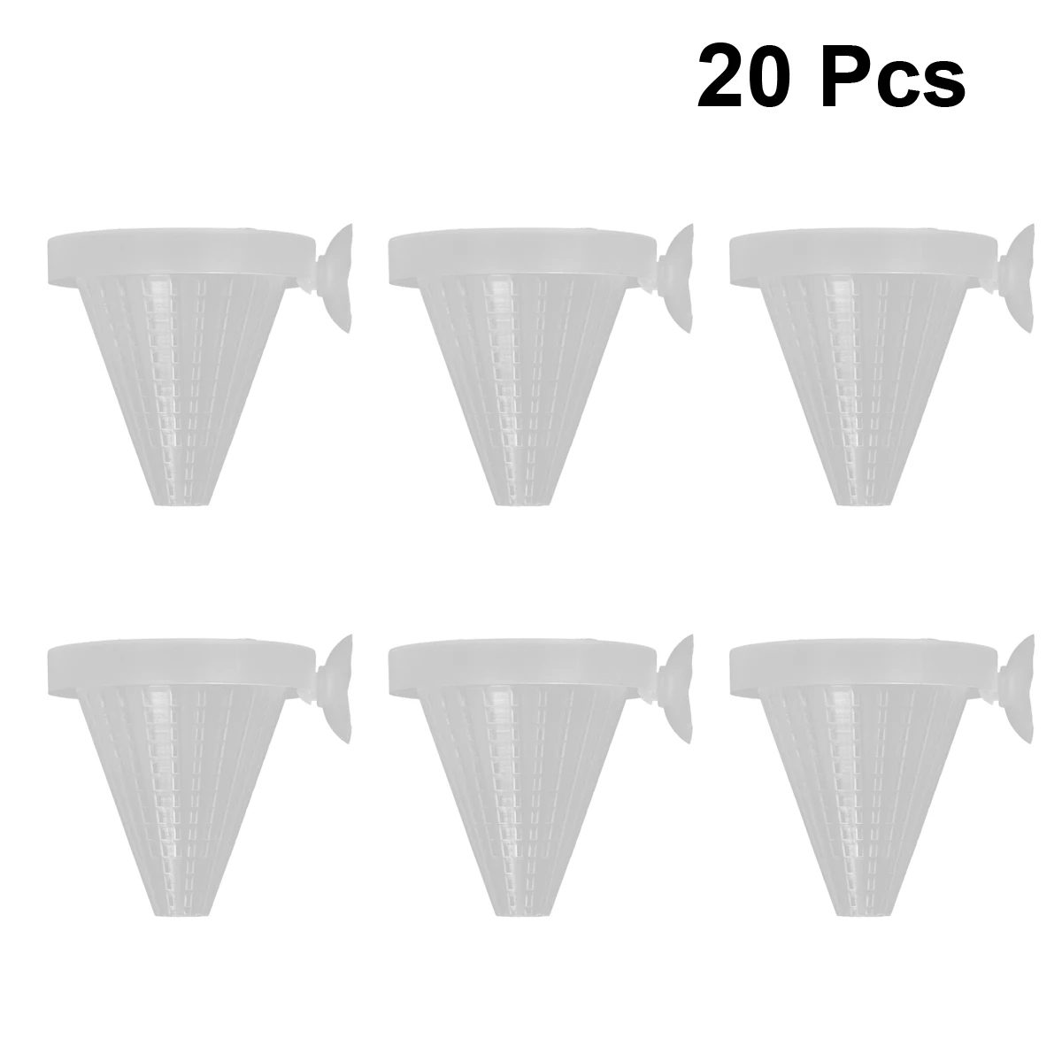 

20 Pcs Worm Feeder Red Worm Cup Shrimp Cone Fish Tank Aquarium Feeding Conical Plastic Suction Cup Floating Tropical Freshwater
