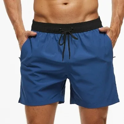 Men Summer Swim Shorts Swimwear Trunks Swimsuits Quickly Dry Surf Beach Board Elastic Waist Swim Pants Surffing Shorts with Mesh