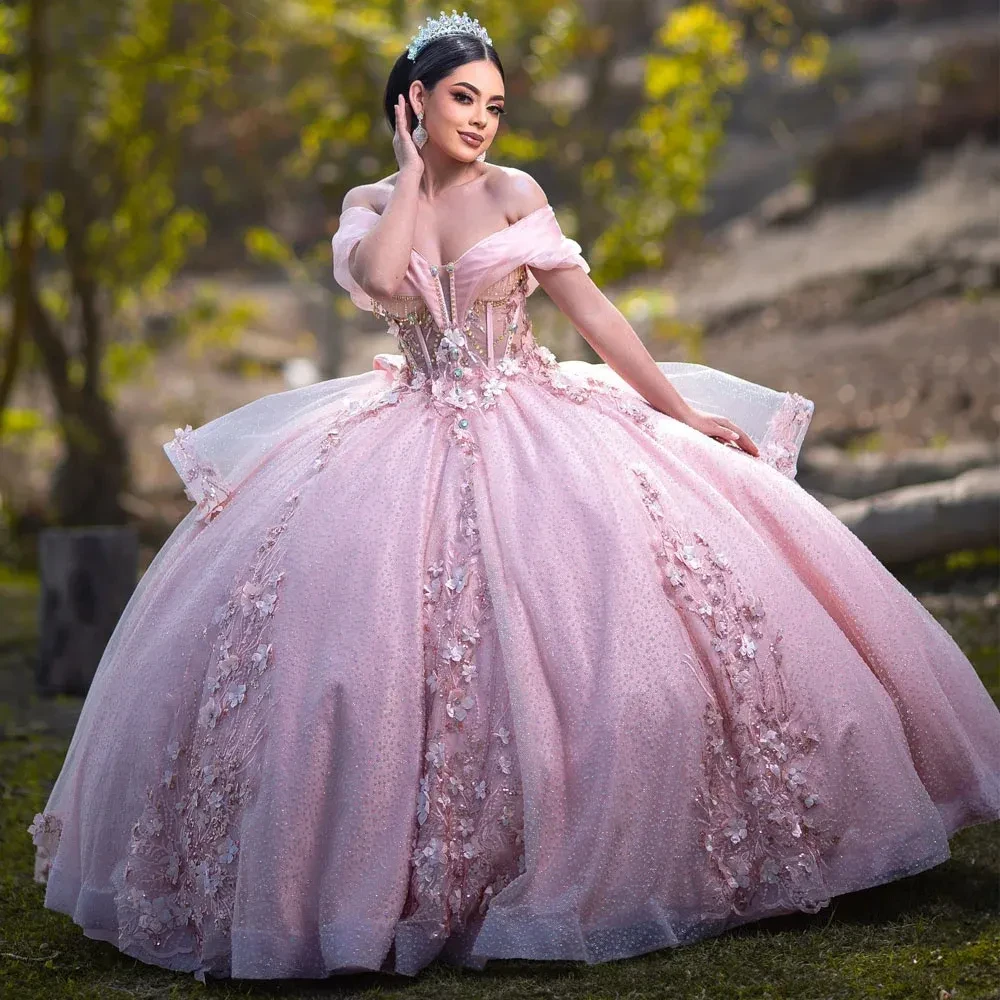 ANGELSBRIDEP różowy koralik Quinceanera sukienka Vestidos De 15. księżniczka słodka 16 urodziny XV suknia balowa kopciuszek dziewczyna sukienka dostosowane