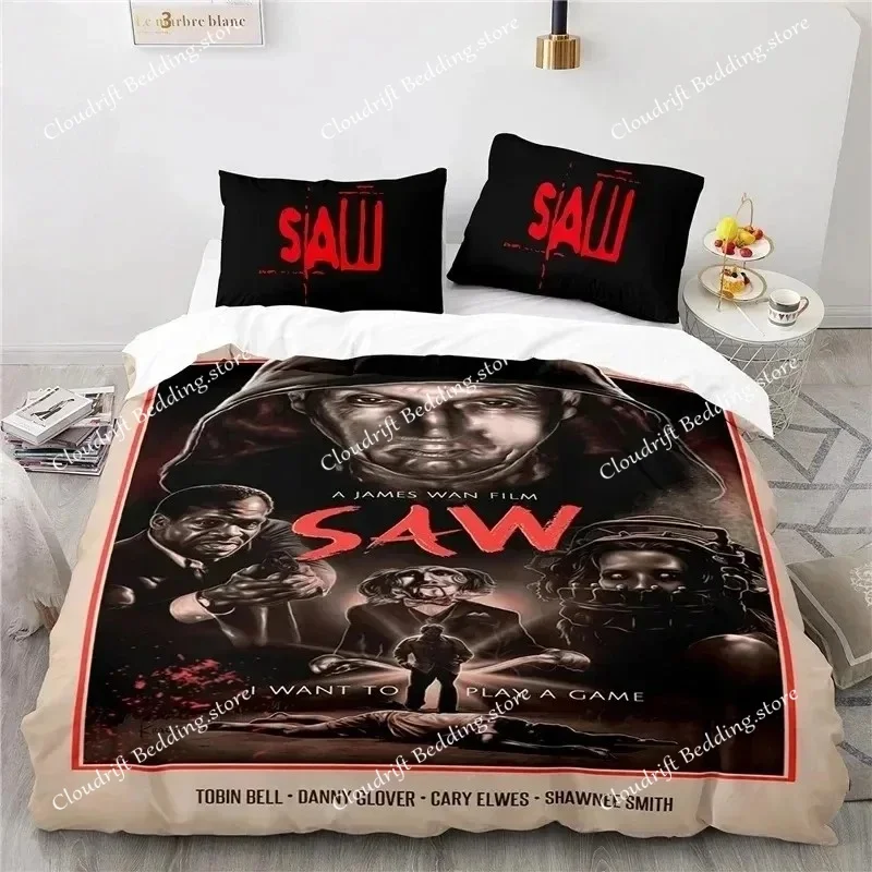 Horror Saw Movie Bedding Set Boys Girls Twin Queen Size Duvet Cover Pillowcase Bed Boys Adult Fashion Home Textileextile
