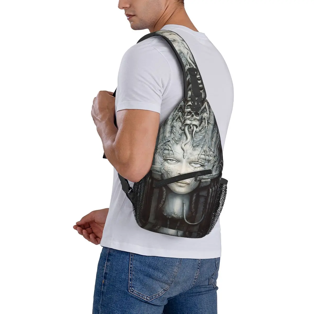 Hr Giger - Li - Painting Sling Backpack Sling Bag Hiking Travel Chest Bag Daypack Men Fashion Crossbody Backpack Shoulder Bag