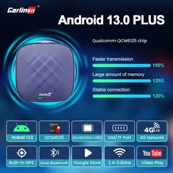 Vendita calda CarlinKit Mini CarPlay Ai Box 64GB 128GB SM6225 QCM6125 Wireless Android Auto & CarPlay Dongle per Netflix Smart TV Box