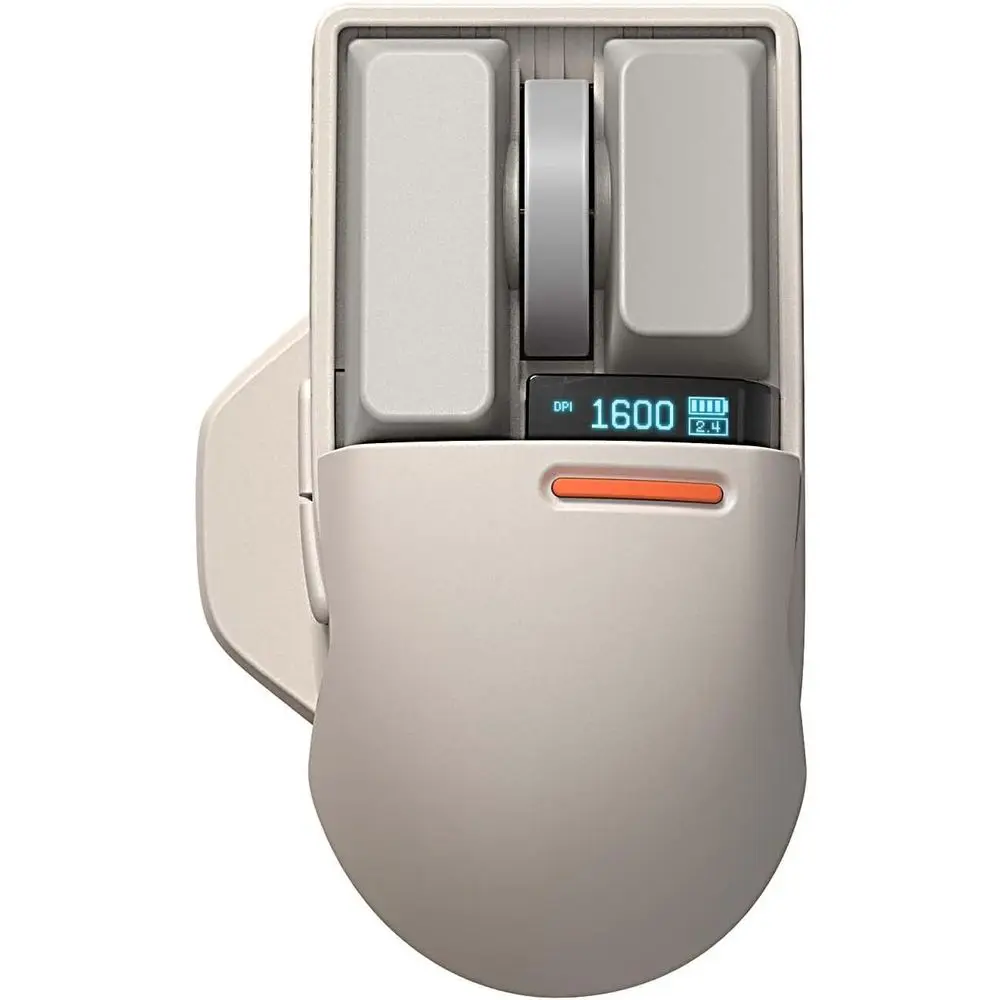 

Wireless Rechargeable Mouse with USB/Bluetooth, 4000 DPI, OLED Screen, Compatible with Glass Surfaces and Windows Devices, Retro