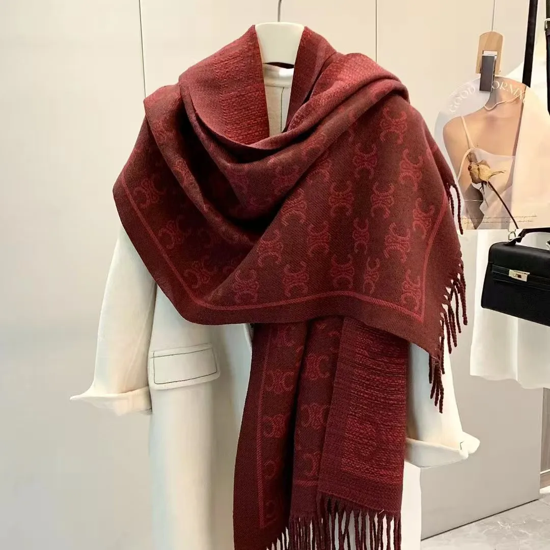

Роскошный двусторонний шарф, длинная кашемировая накидка с бахромой, элегантный зимний шарф для женщин, теплая двусторонняя шаль в клетку ​