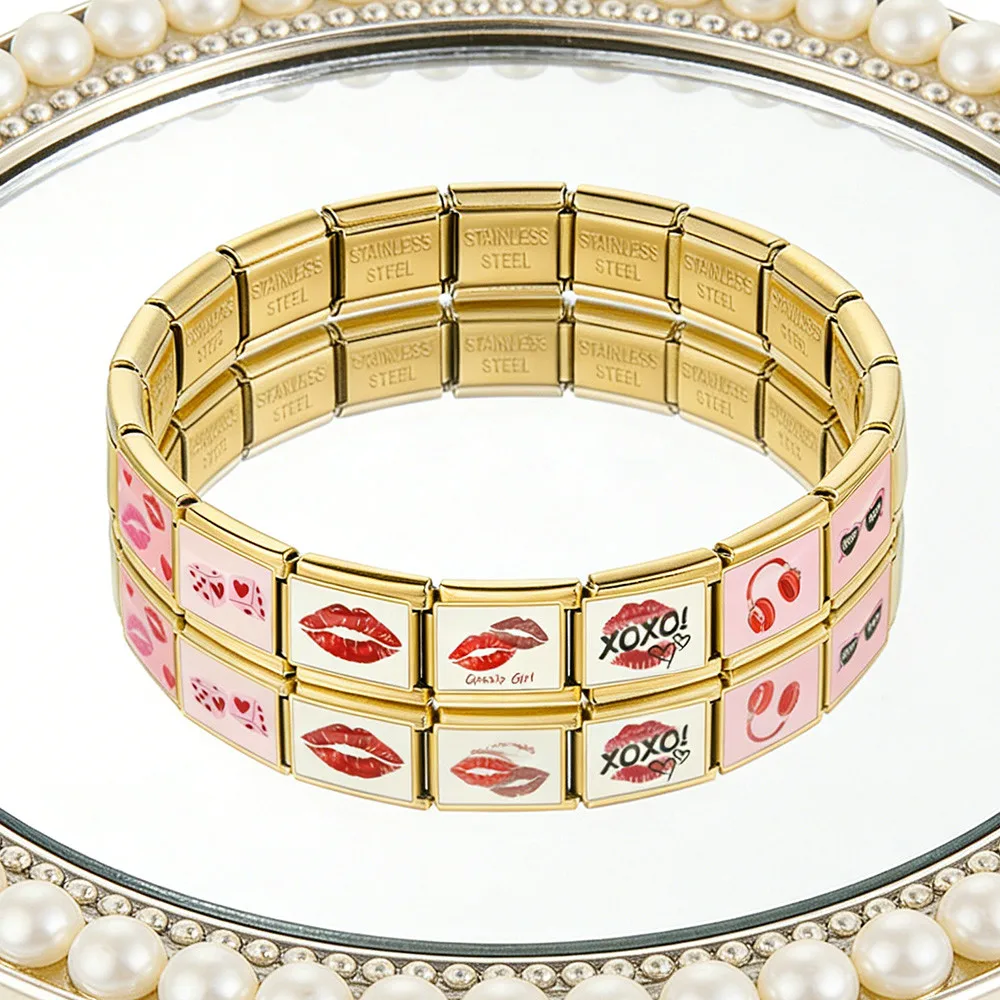 2026 Red Lips Pizza Headset Chili Poker Italienischer Charm Link passend für 9 mm Edelstahl-Armbandherstellung DIY-Schmuckperlen Weihnachtsgeschenk – Detail 3